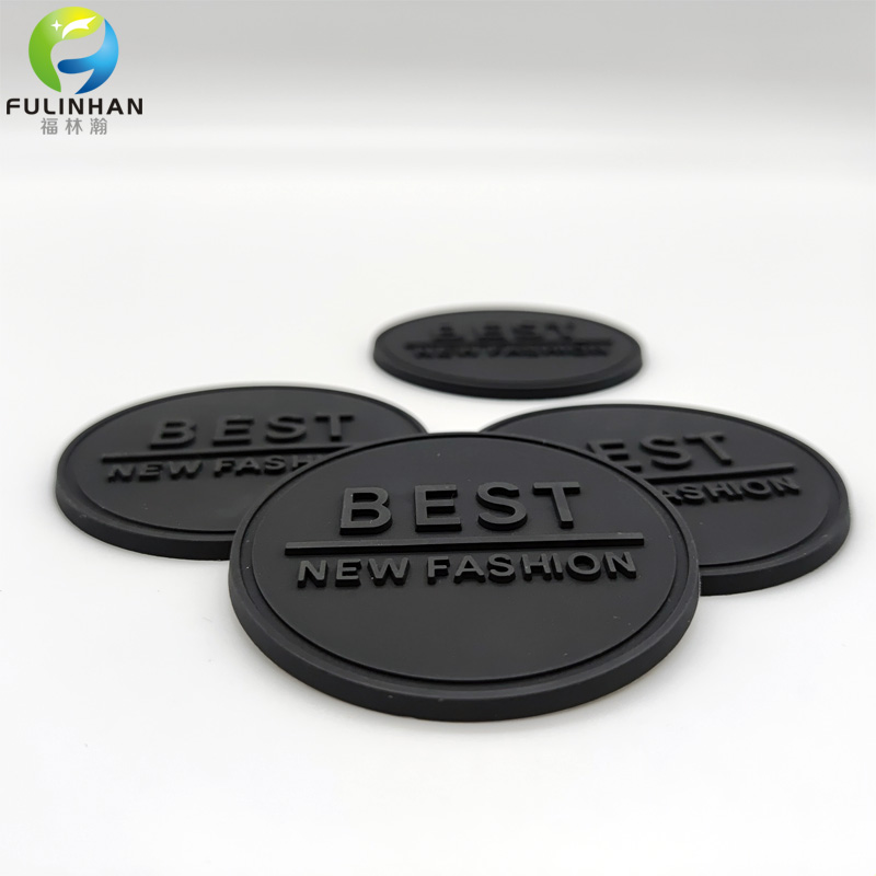 custom logo rubber labels in black