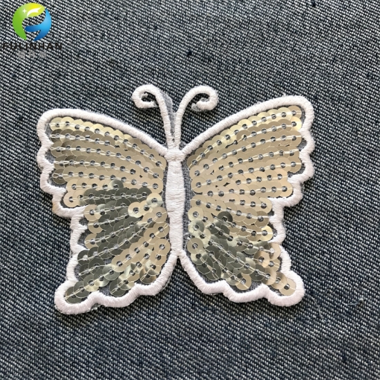 Embroidered Butterfly Sequin Applique Patches